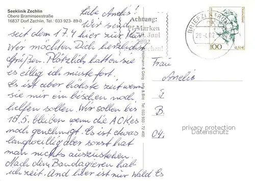 AK / Ansichtskarte Zechlin_Flecken Seeklinik Zechlin Aussenansicht Zechlin_Flecken