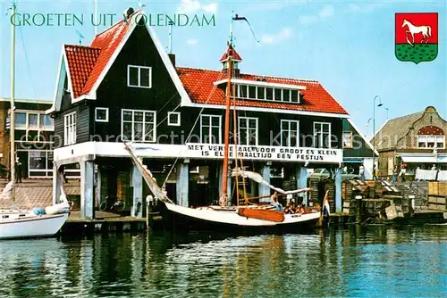 AK / Ansichtskarte Volendam Hafen Restaurant Segelboot Volendam