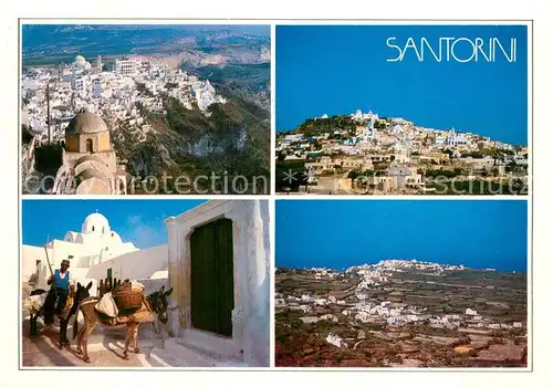 AK / Ansichtskarte Santorini_Santorine_Santorino_Greece Panorama Lasttiere Esel 