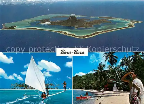 AK / Ansichtskarte Bora_Bora Atoll Luftfoto Surfen Strand Bora_Bora