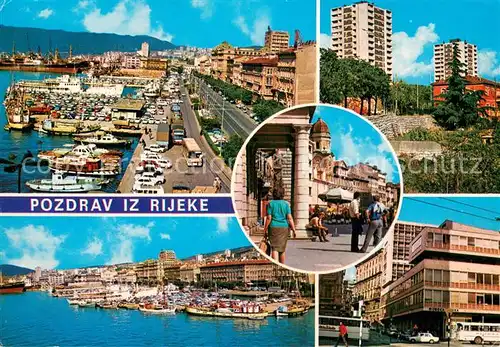 AK / Ansichtskarte Rijeka_Fiume Hafen Uferstrasse Hochhaeuser Partie Innenstadt Rijeka Fiume