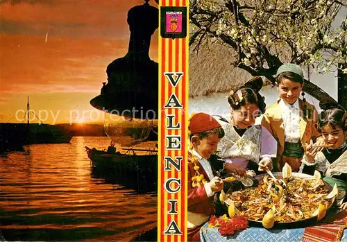 AK / Ansichtskarte Valencia__Valenciana_ES Puesta de sol y paella valenciana 
