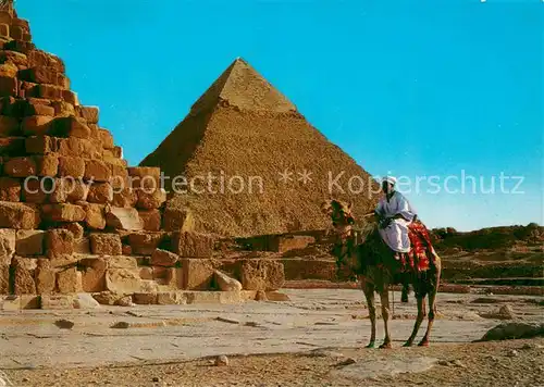 AK / Ansichtskarte Giza_Gizeh_Egypt Pyramide de Khephren Kamelreiter 