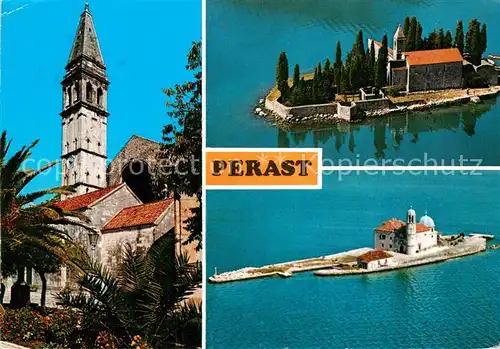 AK / Ansichtskarte Perast_Kotor_Montenegro Sveti Nikola Kirche Insel Luftbild 