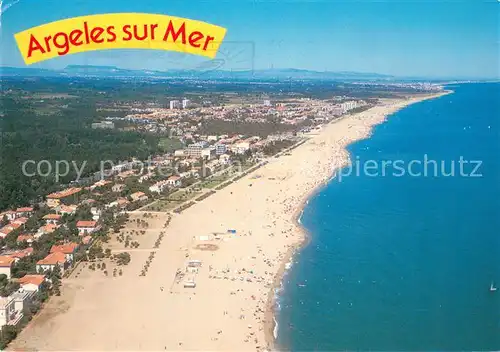 AK / Ansichtskarte Argeles sur Mer_66_Pyrenees Orientales Front de mer et la plage vue aerienne 