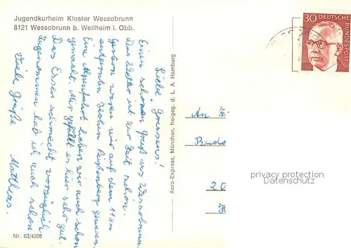 AK / Ansichtskarte Wessobrunn Jugendkurheim Kloster Wessobrunn Fliegeraufnahme Wessobrunn