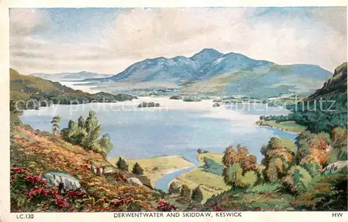 AK / Ansichtskarte Keswick__UK Derwentwater and Skiddaw Kuenstlerkarte H. Webster 