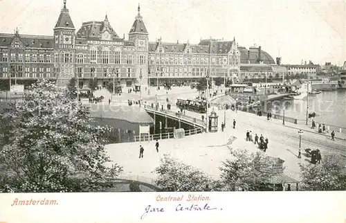 AK / Ansichtskarte Amsterdam__NL Centraal Station m. Strassenbahn 