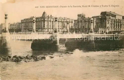 AK / Ansichtskarte San_Sebastian__Pais_Vasco_ES Puente de la Zurriola   Hotel M. Cristina y Teatro V. Eugenia 