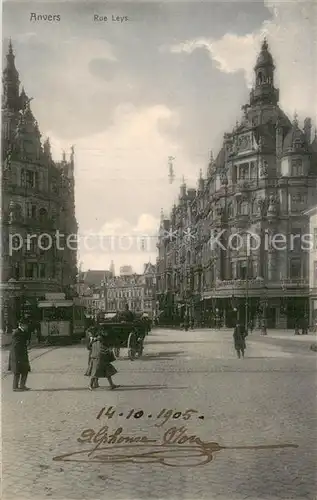AK / Ansichtskarte Anvers_Antwerpen Rue Leys m. Kutsche Anvers Antwerpen