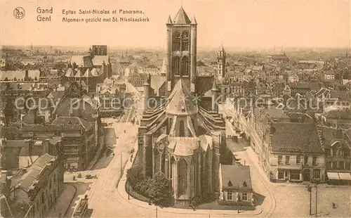 AK / Ansichtskarte Gent_Gand_Flandre Eglise Saint Nicolas et Panorama Gent_Gand_Flandre