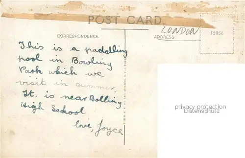 AK / Ansichtskarte London__UK Paddling Pool   Bowling Park 