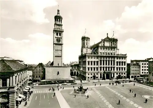 AK / Ansichtskarte Augsburg Ludwigsplatz Perlachturm Rathaus und Augustusbrunnen Augsburg