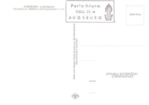 AK / Ansichtskarte Augsburg Ludwigsplatz Perlachturm Rathaus und Augustusbrunnen Augsburg