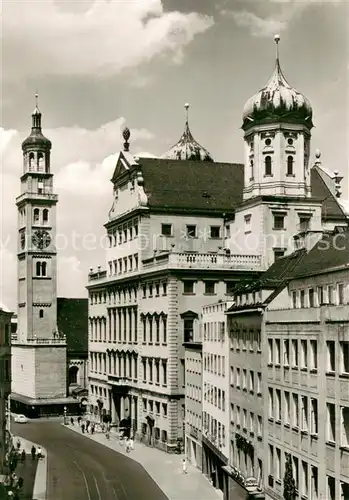 AK / Ansichtskarte Augsburg Maximilianstrasse Perlachturm und Rathaus Augsburg