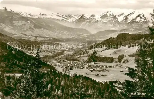 AK / Ansichtskarte Oberstaufen Panorama mit Saentis und Altmann Oberstaufen