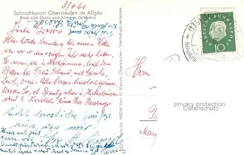 AK / Ansichtskarte Oberstaufen Panorama mit Saentis und Altmann Oberstaufen