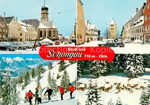 AK / Ansichtskarte Schongau_Bayern Ortspartien Winterpanorama Wildfuetterung 