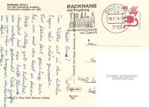 AK / Ansichtskarte Backnang Fliegeraufnahme Backnang