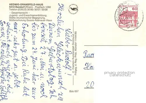 AK / Ansichtskarte Bendorf_Rhein Hedwig Dransfeld Haus Fliegeraufnahme Bendorf Rhein