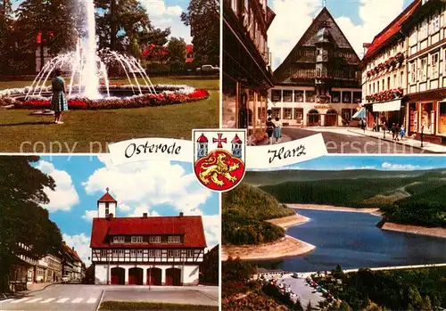AK / Ansichtskarte Osterode_Harz Park Fontaene Ortspartien Talsperre Osterode_Harz