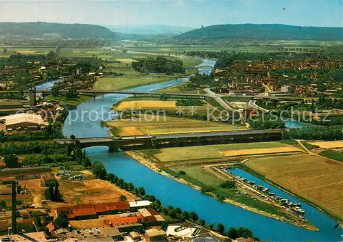 AK / Ansichtskarte Minden_Westfalen Wasserstrassenkreuz Weser Mittellandkanal und Westfaelische Pforte Fliegeraufnahme Minden_Westfalen