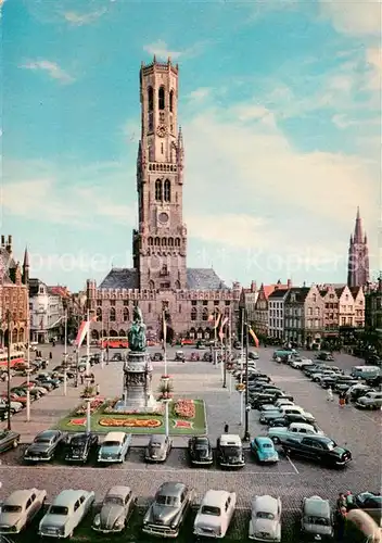AK / Ansichtskarte Brugge_Bruges_Flandern Grote Markt en Belfort 