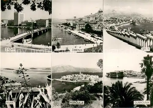 AK / Ansichtskarte Zadar_Zadra_Zara mit Sibenik Split Hvar Korcula Dubrovnik Zadar_Zadra_Zara