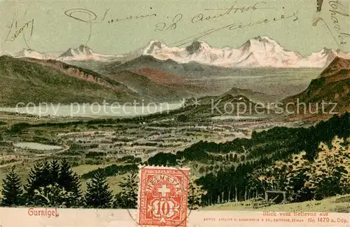 AK / Ansichtskarte Gurnigel_Guggisberg_BE Panorama Blick vom Bellevue aus Alpen 