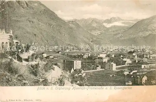 AK / Ansichtskarte Bozen_Suedtirol Blick v. d. Erzherzog Heinrich Promenda a. d. Rosengarten Bozen Suedtirol