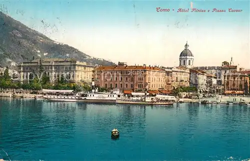 AK / Ansichtskarte Como_Lago_di_Como Hotel Plinius e Piazza Cavour Como_Lago_di_Como