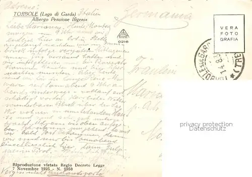 AK / Ansichtskarte Torbole_Lago_di_Garda_IT Albergo Pensione Ifigenia 