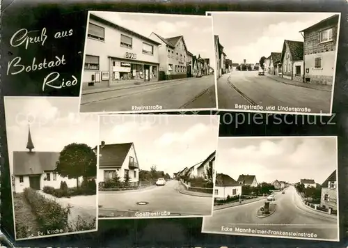 AK / Ansichtskarte Bobstadt_Buerstadt Rheinstrasse   Bergstrasse  Ev. Kirche  Bobstadt_Buerstadt