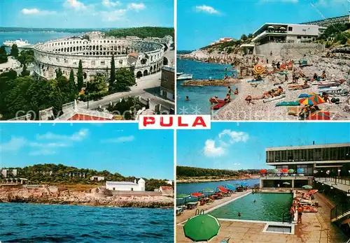 AK / Ansichtskarte Pula_Pola_Croatia Amphitheater Strandpartien Schwimmbad 