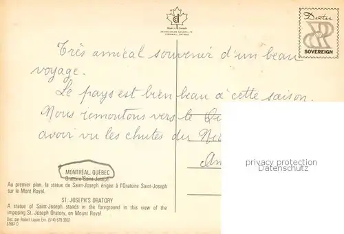 AK / Ansichtskarte Montreal_Quebec St Josephs Oratory A statue of Saint Joseph Montreal Quebec