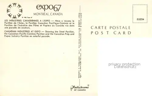 AK / Ansichtskarte Montreal_Quebec EXPO 67 Montreal Quebec
