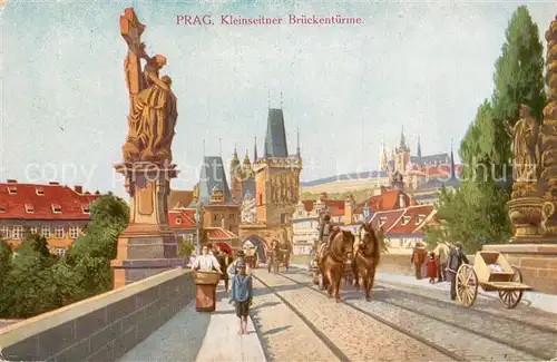 AK / Ansichtskarte Prag__Prahy_Prague Kleinseitner Brueckentuerme 