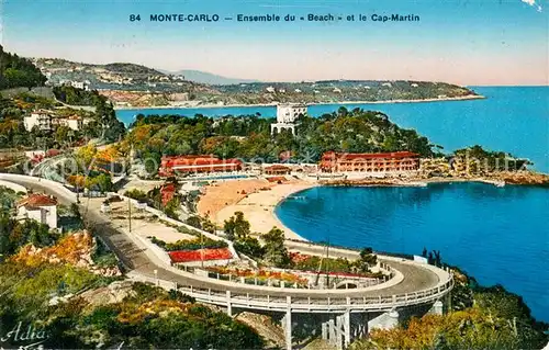 AK / Ansichtskarte Monte Carlo_Monaco Ensemble du Beach et le Cap Martin 