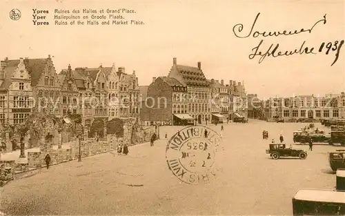 AK / Ansichtskarte Ypres_Ypern_Ieper Ruines des Halles et Grand Place 