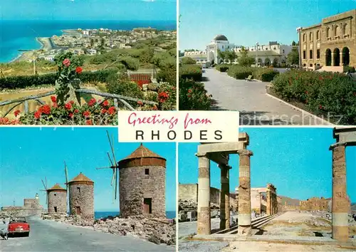 AK / Ansichtskarte Rhodes_Rhodos_Greece Panorama Teilansichten Tuerme Saeulen Ruinen Rhodes_Rhodos_Greece