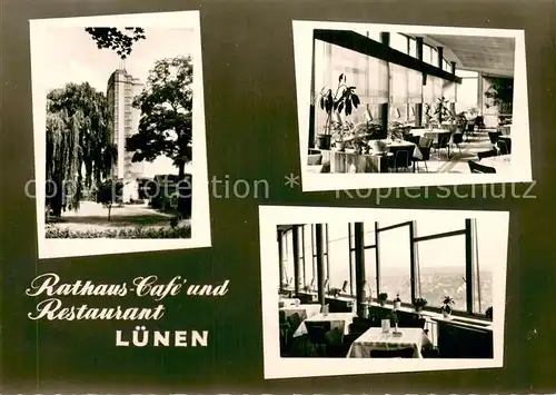 AK / Ansichtskarte Luenen Rathaus Cafe und Restaurant Luenen