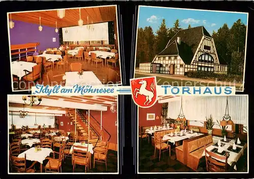 AK / Ansichtskarte Koerbecke_Moehnesee Cafe Restaurant Torhaus Gastraeume Koerbecke Moehnesee