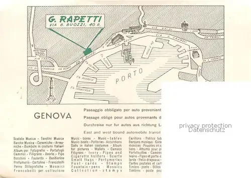 AK / Ansichtskarte Genova_Genua_Liguria G Rapetti Tabacchi Illustration Genova_Genua_Liguria