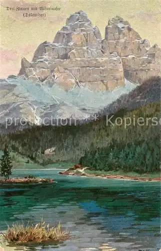 AK / Ansichtskarte Drei_Zinnen_Tre_Cime_di_Lavaredo_3003m_IT Drei Zinnen m. Misurinafee Kuenstlerkarte 