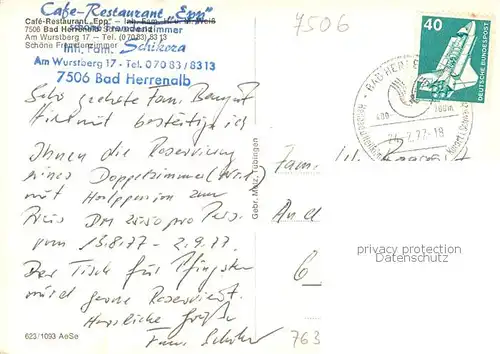 AK / Ansichtskarte Bad_Herrenalb Restaurant Cafe Epp Aussenansicht m. Terrasse Bad_Herrenalb