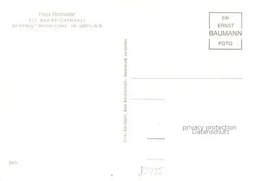 AK / Ansichtskarte Bad_Reichenhall Haus Hocheder Aussenansicht m. Garten Bad_Reichenhall