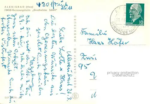 AK / Ansichtskarte Alexisbad_Harz FDGB Genesungsheim Geschwister Scholl Alexisbad_Harz