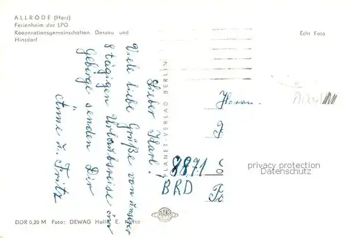 AK / Ansichtskarte Allrode Ferienheim der LPG Allrode