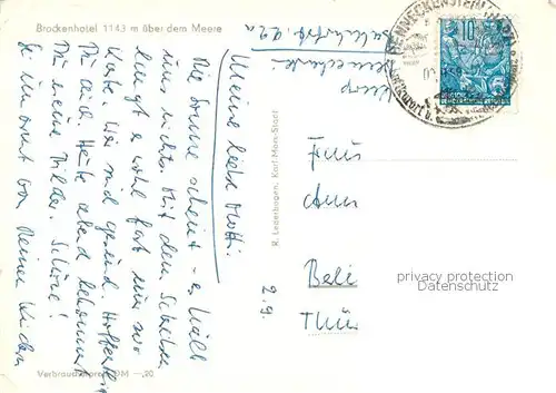 AK / Ansichtskarte Brocken_Harz Brockenhotel Brocken Harz