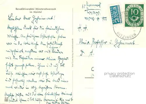 AK / Ansichtskarte Muensterschwarzach Benediktinerabtei Muensterschwarzach